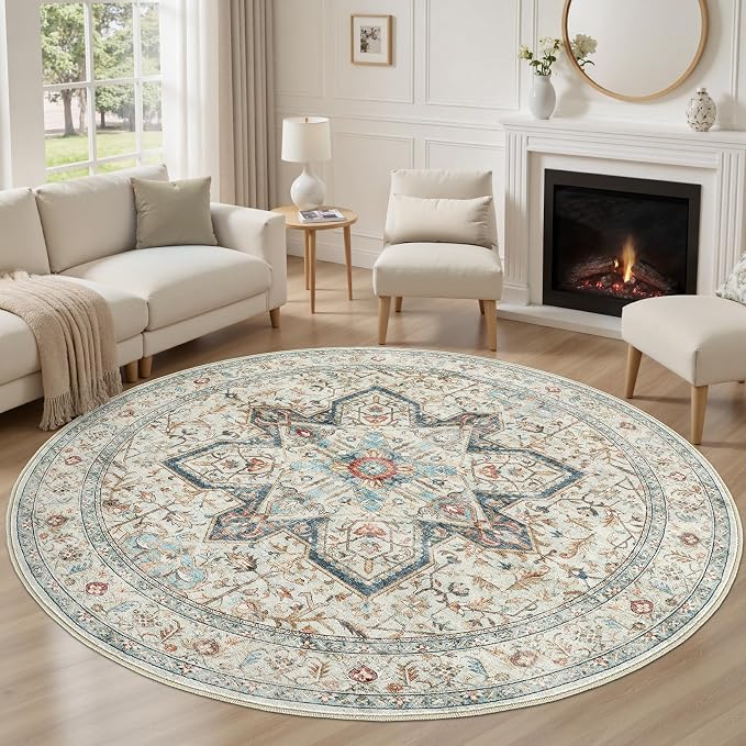 Tortania 8' Round Area Rug Living Room Rugs - Image 4