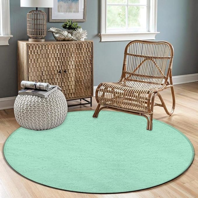 Machine Washable Modern Round Area Rug, Room Sofa Yoga Soft Round Carpet - Image 3