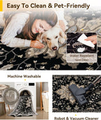 RELEANY Area Rugs Runner 2'6"x14' Washable Non-Slip, Floral Vintage Distress - Image 3