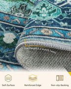 RELEANY Area Rugs Round 10ft Washable Non-Slip, Floral Vintage Distress - Image 4