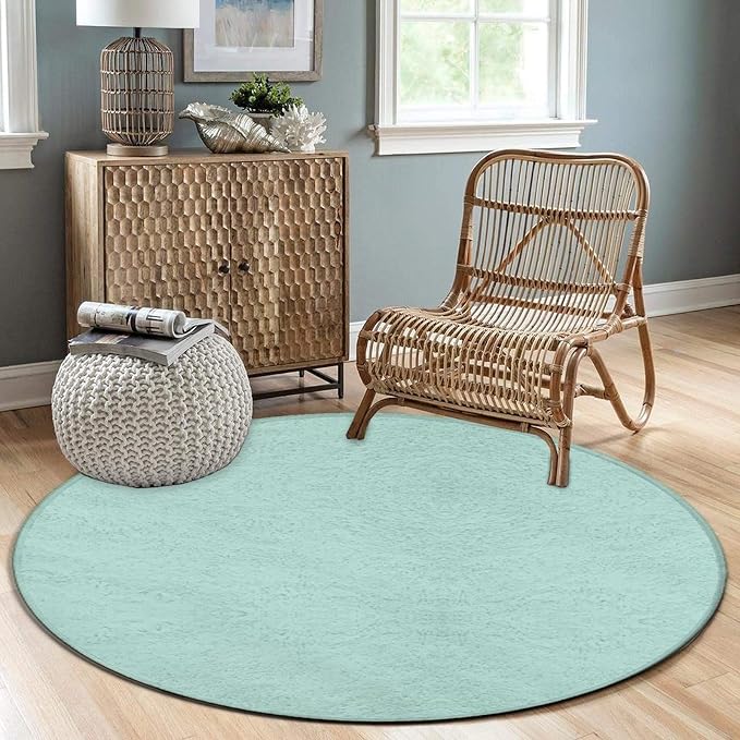 Machine Washable Modern Round Area Rug, Room Sofa Yoga Soft Round Carpet - Image 3
