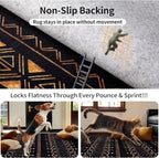 SERISSA 9x12 Area Rugs for Living Room, Washable Non-Slip Black and Gold Boho - Image 6