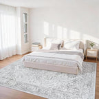 6x9 Area Rugs for Bedroom:Gray Washable Vintage Medallion Rug Non-Slip Soft Low - Image 2