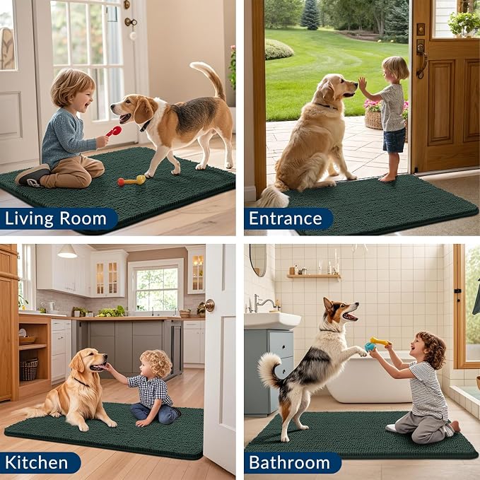 Smiry Dog Door Mat for Muddy Paws 70x24, Absorbent Dirt Trapper, Non-Slip - Image 7