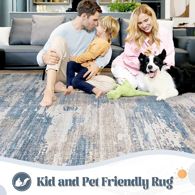 XLUEZ 6x9 Area Rugs for Living Room, Washable Modern Abstract Large Area Rug - Image 3