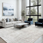 Area Rug 5x7 Living Room Rug Washable: No-Slip Abstract Soft Thin Large Light - Image 3