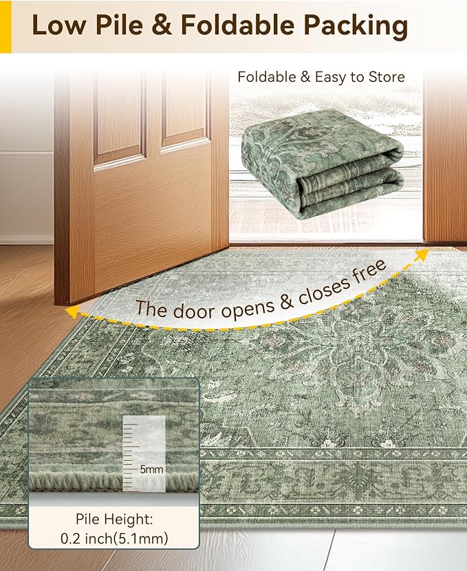 RELEANY Area Rugs Runner 2'x8' Washable Non-Slip, Floral Vintage Distress - Image 4
