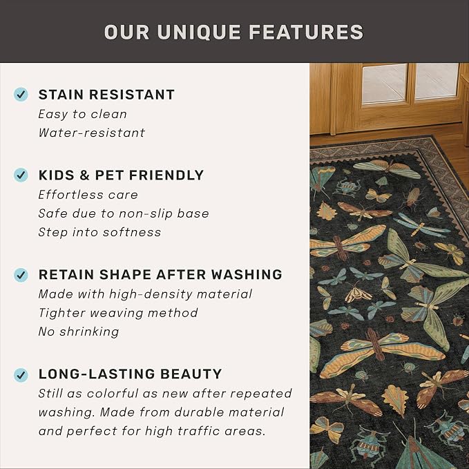 Hazo Haus Washable Black 6ft Round Area Rugs - Image 6