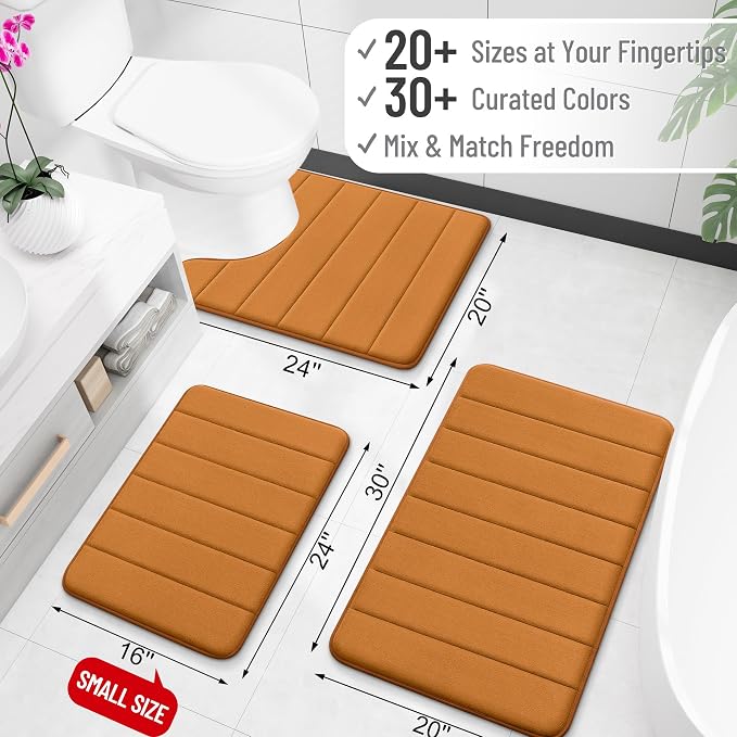 OLANLY Memory Foam Bath Mat 34x21, Super Soft Absorbent Bathroom Rugs, Quick Dry - Image 2
