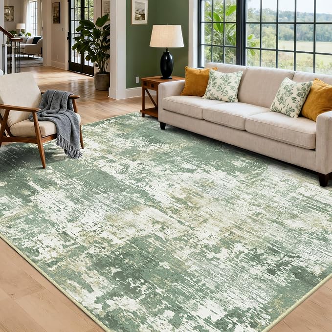 RELEANY Washable Area Rugs 9'x12' Non-Slip Modern Abstract Soft - Image 2