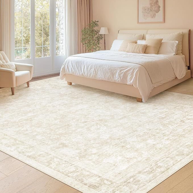 9x12 Area Rugs for Living Room: Washable Large Vintage Floral Rug Low Pile - Image 5