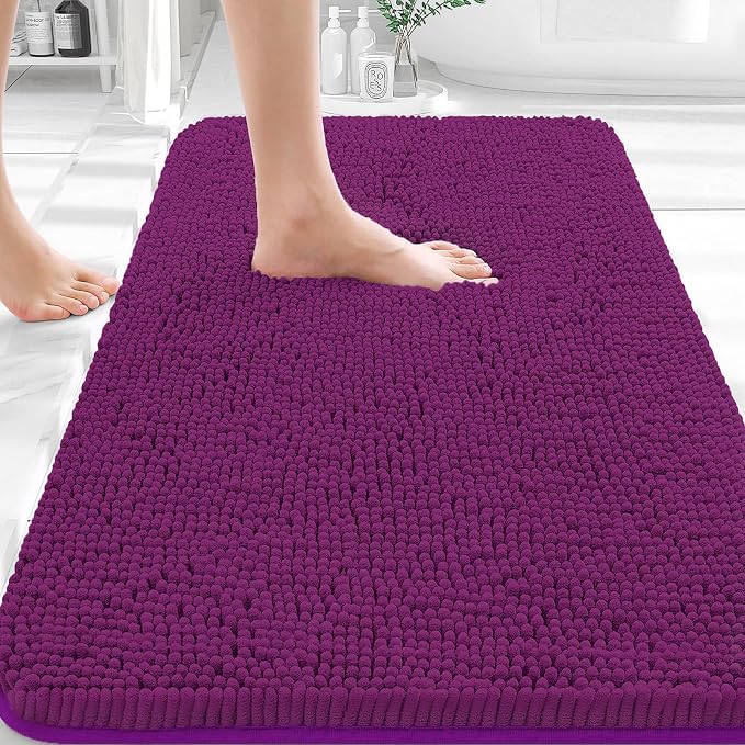OLANLY Bathroom Rugs 30x18, Extra Soft Absorbent Chenille Bath Rugs, Rubber by OLANLY