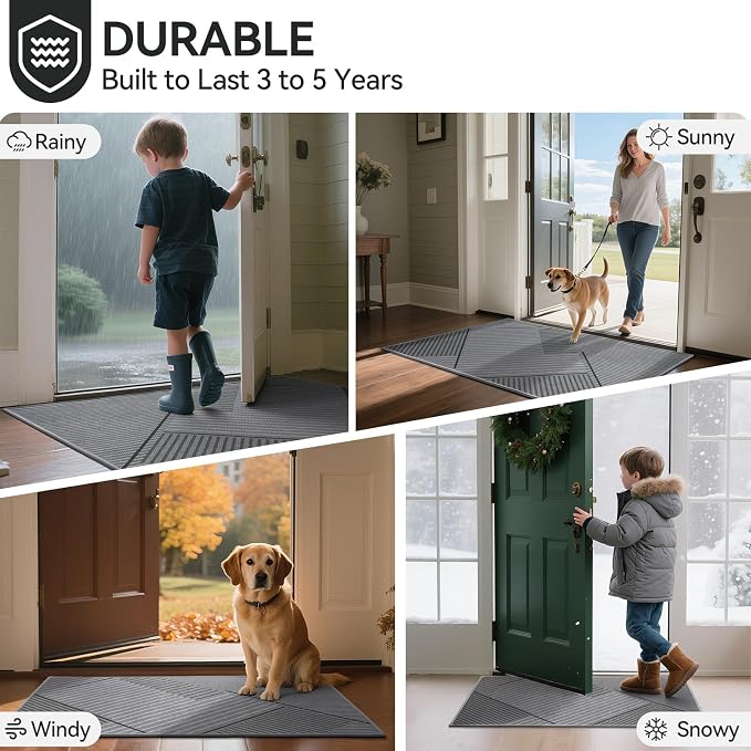 Front Door Mat 17''x30'', Non Slip Absorbent Dirt Resist Washable Low-Profile - Image 9