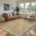 LIVEBOX Scalloped Washable 8x10 Rug, Easy Jute Tan Rug by LIVEBOX
