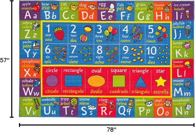 KC Cubs Bilingual Educational Kids Rug – English & Spanish ABC Alphabet - Image 2
