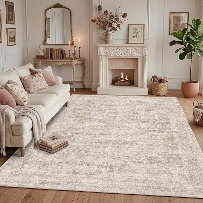 Latte&Fog 8x10 Area Rugs for Living Room, Washable Beige Rugs for Bedroom - Image 3