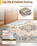 RELEANY Area Rugs Runner 2'6"x14' Washable Non-Slip, Floral Vintage Distress - Image 4