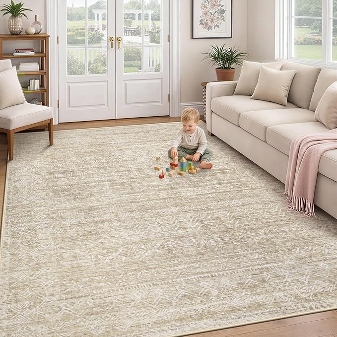 Washable Rug 6x9 Area Rugs: Modern Geometric Rugs by XLUEZ