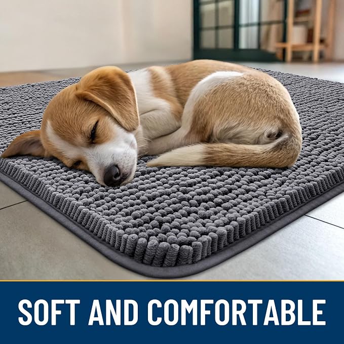 Smiry Dog Door Mat for Muddy Paws 70x32, Absorbent Dirt Trapper, Non-Slip - Image 2