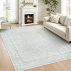 5x7 Area Rugs for Living Room: Washable Vintage Floral Rug Low Pile Non-Slip by LOSBULAKE