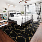 ONASAR 6x9 Area Rugs for Living Room Bedroom, Large Fluffy Black and Gold Throw - Image 6