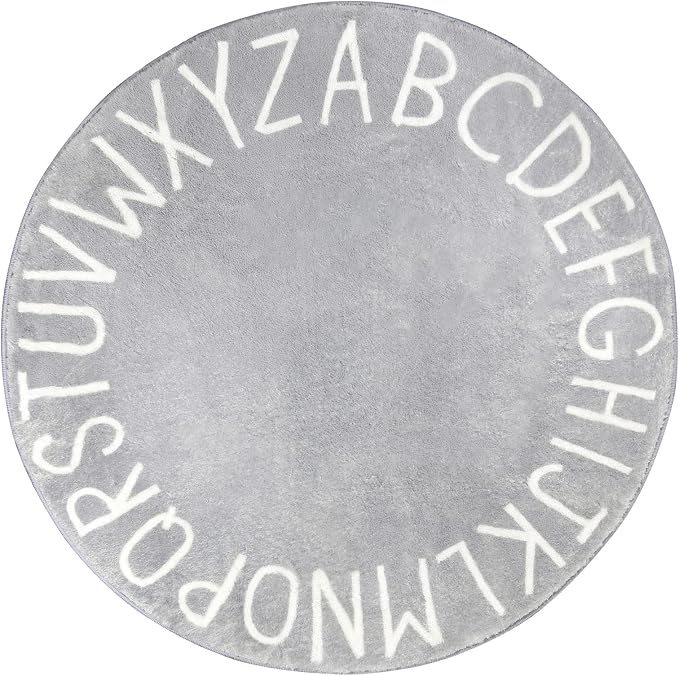 Topotdor Round Kids Play Rug Alphabet Nursery Area Rug Extra Large Soft by Topotdor