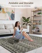 Miukiki 5x7 Area Rug for Living Room Moroccan Washable Rugs Non Slip Indoor - Image 5
