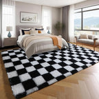 KICMOR Area Rugs for Bedroom Living Room, 4x6 Black and White Fluffy Soft - Image 3