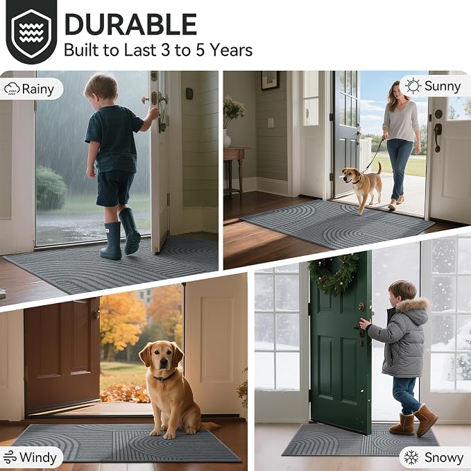 Front Door Mat 36''x59'', Absorbent Dirt Resist Washable Non Slip Low-Profile - Image 7