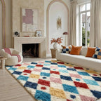 PureCozy Checkered Rug 5x8 Fluffy Shag Living Room Colorful Area Rug Modern - Image 3