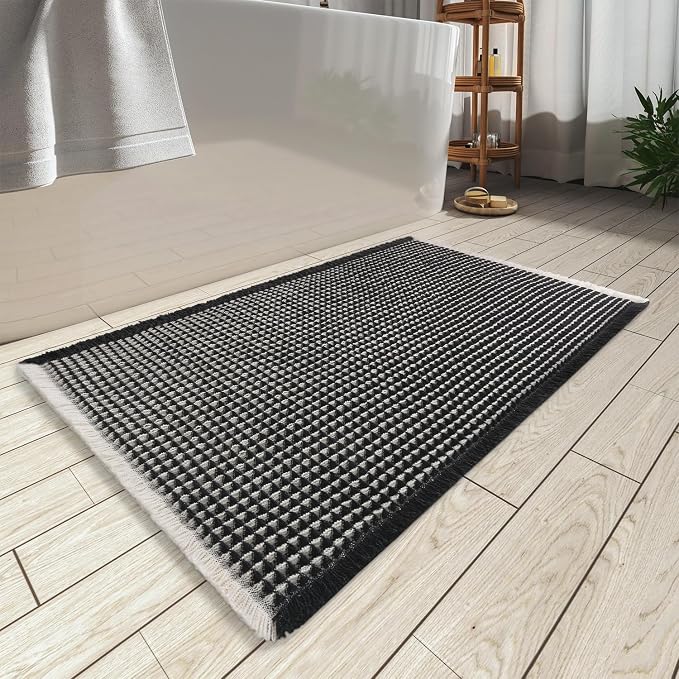 AMOAMI Upgraded Waffle Bath Mat, Super Absorbent Non Slip Bath Mats by AMOAMI