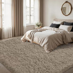 5x7 Area Rug for Living Room:Ultra Soft Fluffy Shag Grey Camel Rugs, Large - Image 4