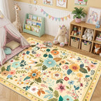 RELEANY Floral 5x7 Area Rugs Washable Print Boho Cute Carpet Non Slip Flower - Image 2