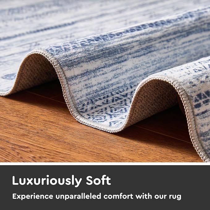 2x6 Runner Rug Machine Washable Non Slip Area Rug Distressed Neutral Moroccan - Image 4