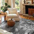 Entrance Rugs Indoor 3x5 Black Entry Rug Washable Abstract Black Small Area Rug - Image 3