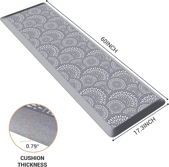 Mattitude 4/5 Inch Kitchen Mat, 17.3x59in Heavy Duty Ergonomic Comfort Foam - Image 2