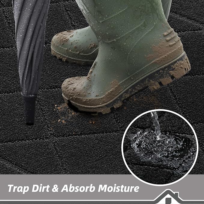 BEQHAUSE Dirt Trapper Door Mat 20" x 32", Doormat Non-Slip Entryway Rugs - Image 3