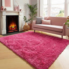 ONASAR Hot Pink Rugs for Living Room Bedroom, Fluffy 5x8 Bedside Area Rug - Image 4