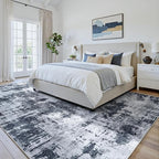 4x6 Area Rugs for Living Room Washable: Abstract Soft Thin Low Pile Black Rug - Image 7