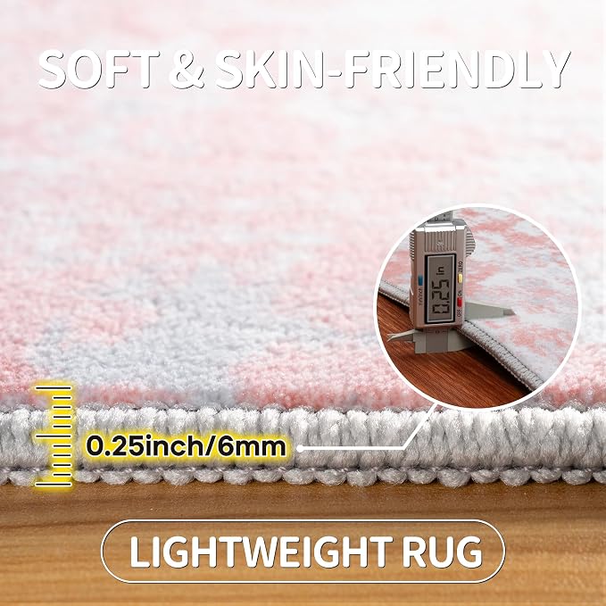 Pink Rug Carpet 5x7 Area Rugs for Bedroom Girls: Washable Modern Rug for Living - Image 6