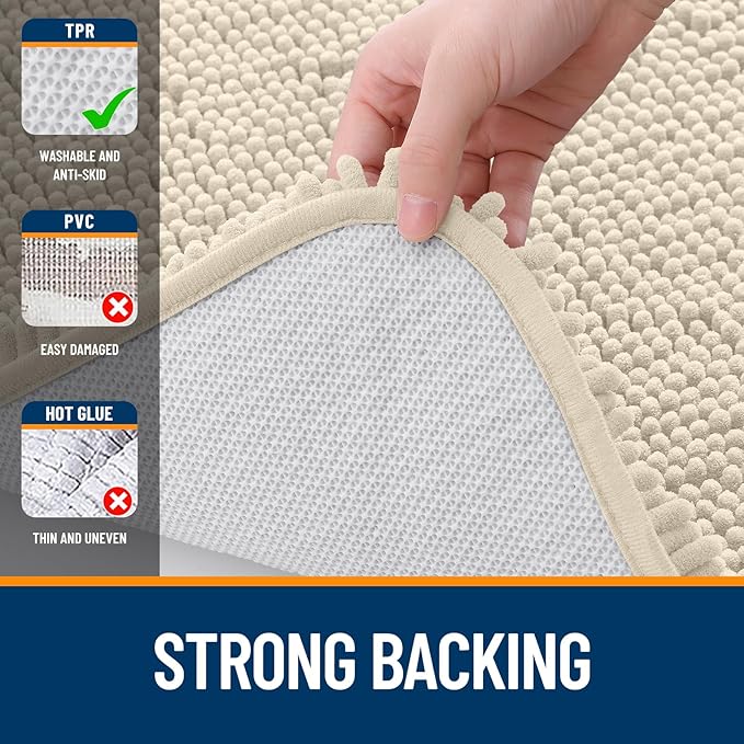 OLANLY Bathroom Rugs 35x24, Extra Soft Absorbent Chenille Bath Rugs, Rubber - Image 6