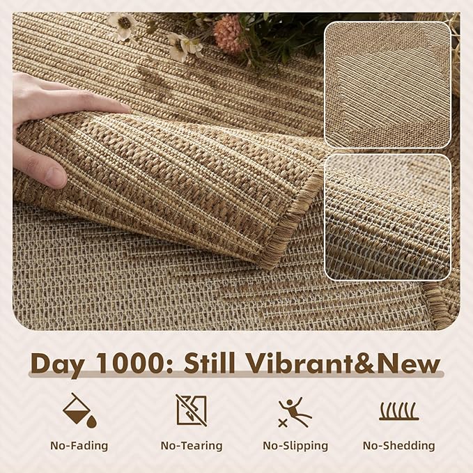 MontVoo-Outdoor Rug Carpet Patio Rug 6x9 ft Polypropylene Indoor Outdoor Rugs - Image 2