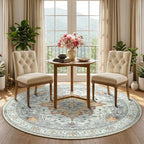 RELEANY Area Rugs Round 5ft Washable Non-Slip, Floral Vintage Distress - Image 2
