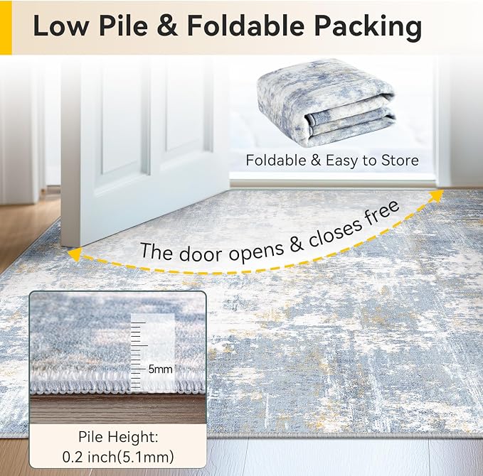 RELEANY Washable Area Rugs 5'x7' Non-Slip Modern Abstract Soft - Image 8