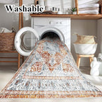 CHAMPLANT 4x6 Washable Vintage Area Rug Tangerine Traditional Floor Cover - Image 3