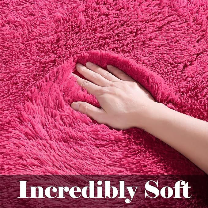 ONASAR Hot Pink Rugs for Living Room Bedroom, Fluffy 5x8 Bedside Area Rug - Image 2