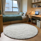 ONASAR Cream White Round Area Rug 4ft, Fluffy Ultra Soft Bedroom Circle Rugs - Image 4