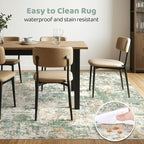 6x8 Area Rug Living Room: Washable Large Abstract Soft Green Rug Stain - Image 6