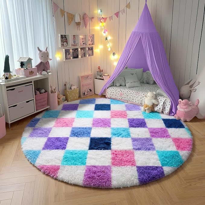 KICMOR Purple Rainbow Round Rug - Image 9