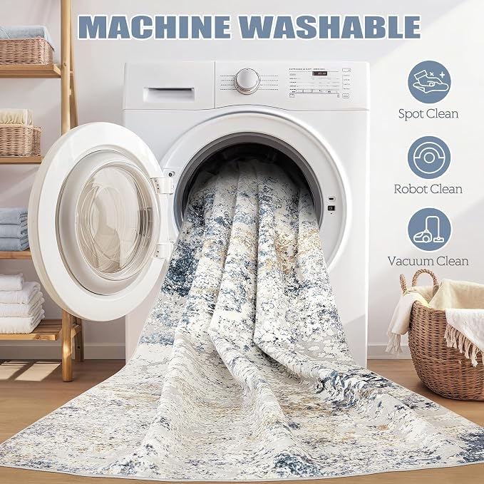 DMOYEST Washable Runner Rug for Hallway: 2.6x10 Neutral Modern Abstract Low - Image 8